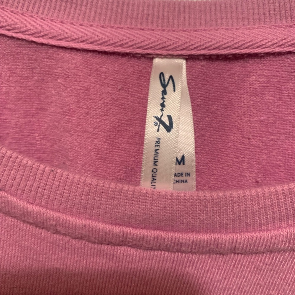 Seven7 Pink Crew Neck Zipper Detail T-Shirt M - Picture 4 of 14
